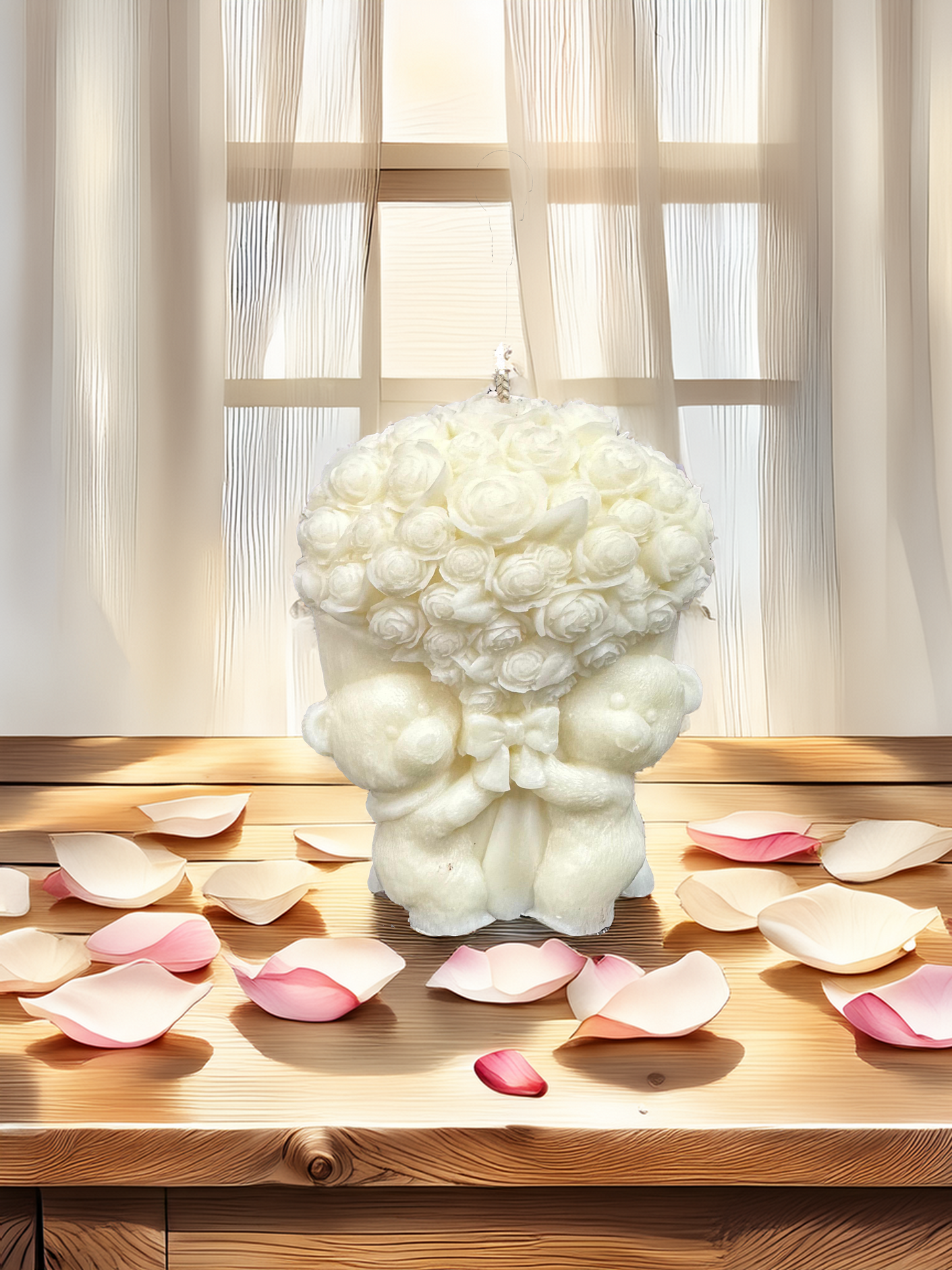 Lumânare parfumată Rosa Teddy Gift | Golden Glow | Portocală - Vanilie - Scorțișoară