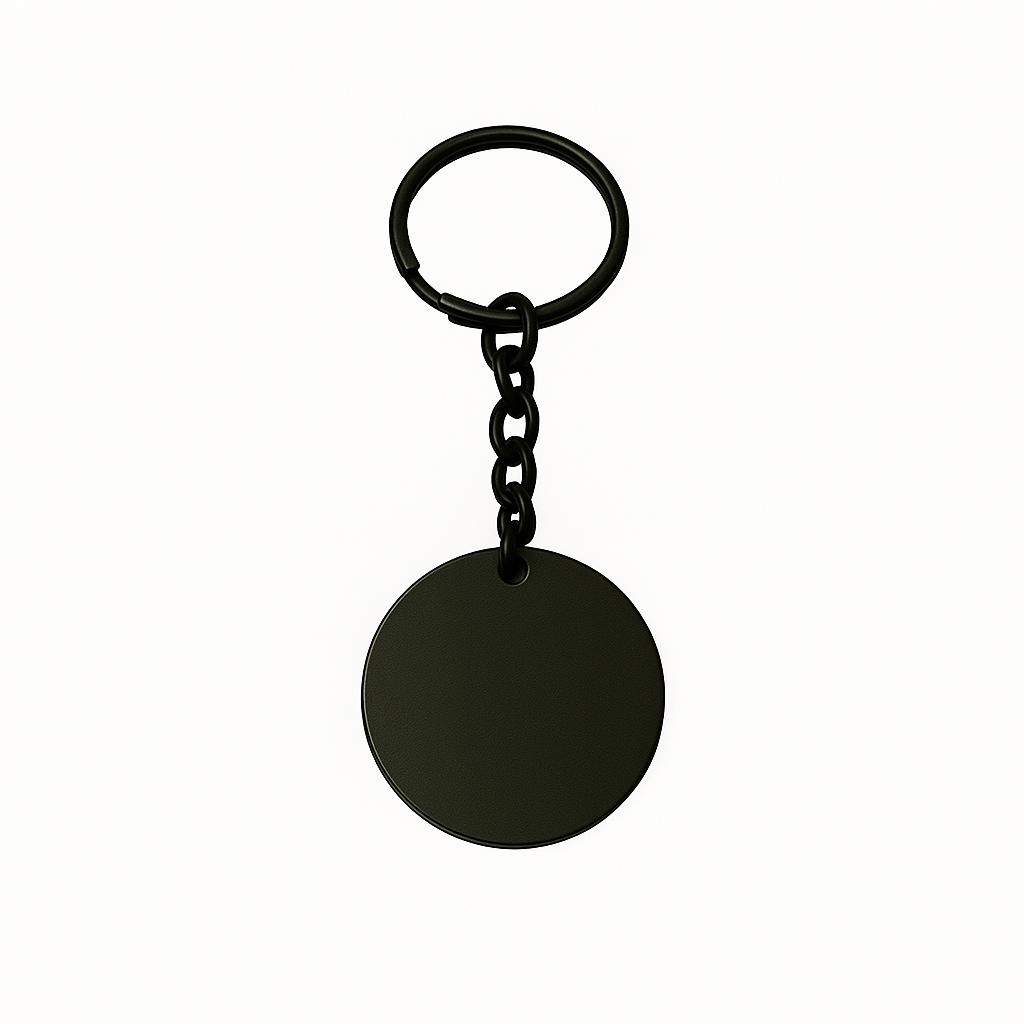 Breloc personalizat acrilic negru rotund - 3cm