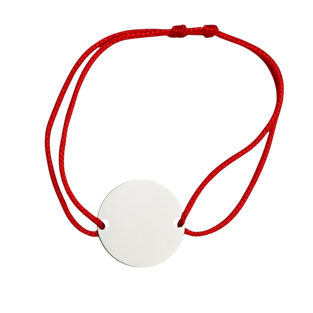 Brățară personalizată pandantiv rotund – model șnur reglabil