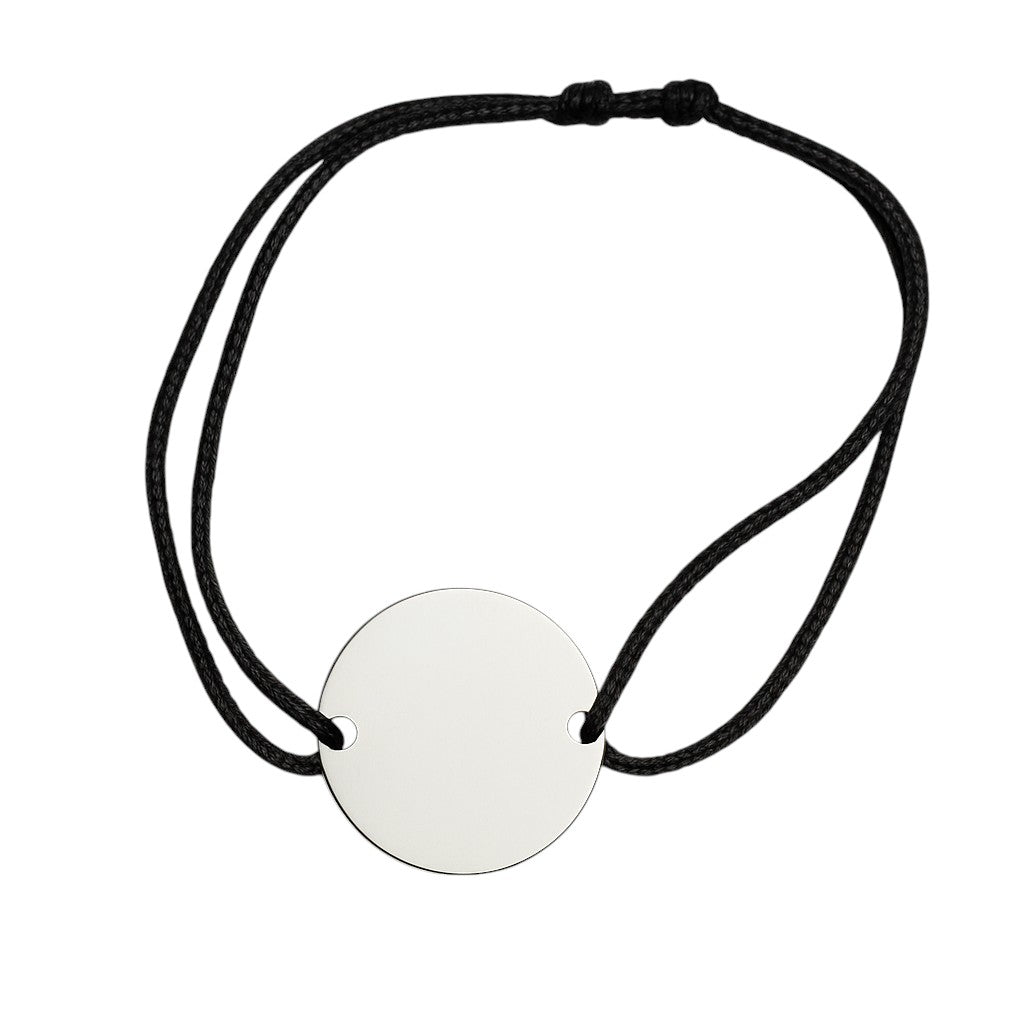 Brățară personalizată pandantiv rotund – model șnur reglabil
