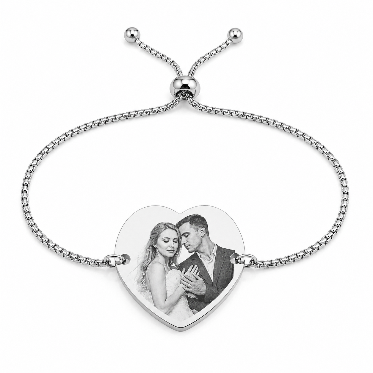 Brățară Personalizată Pandantiv Inima Oțel Inoxidabil Silver / Gold / Rosé Gold – model brățară inox reglabilă
