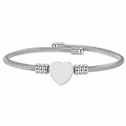 Brățară Personalizată Heart Cable Otel Inoxidabil Silver / Gold / Rose Gold - model brățară one size