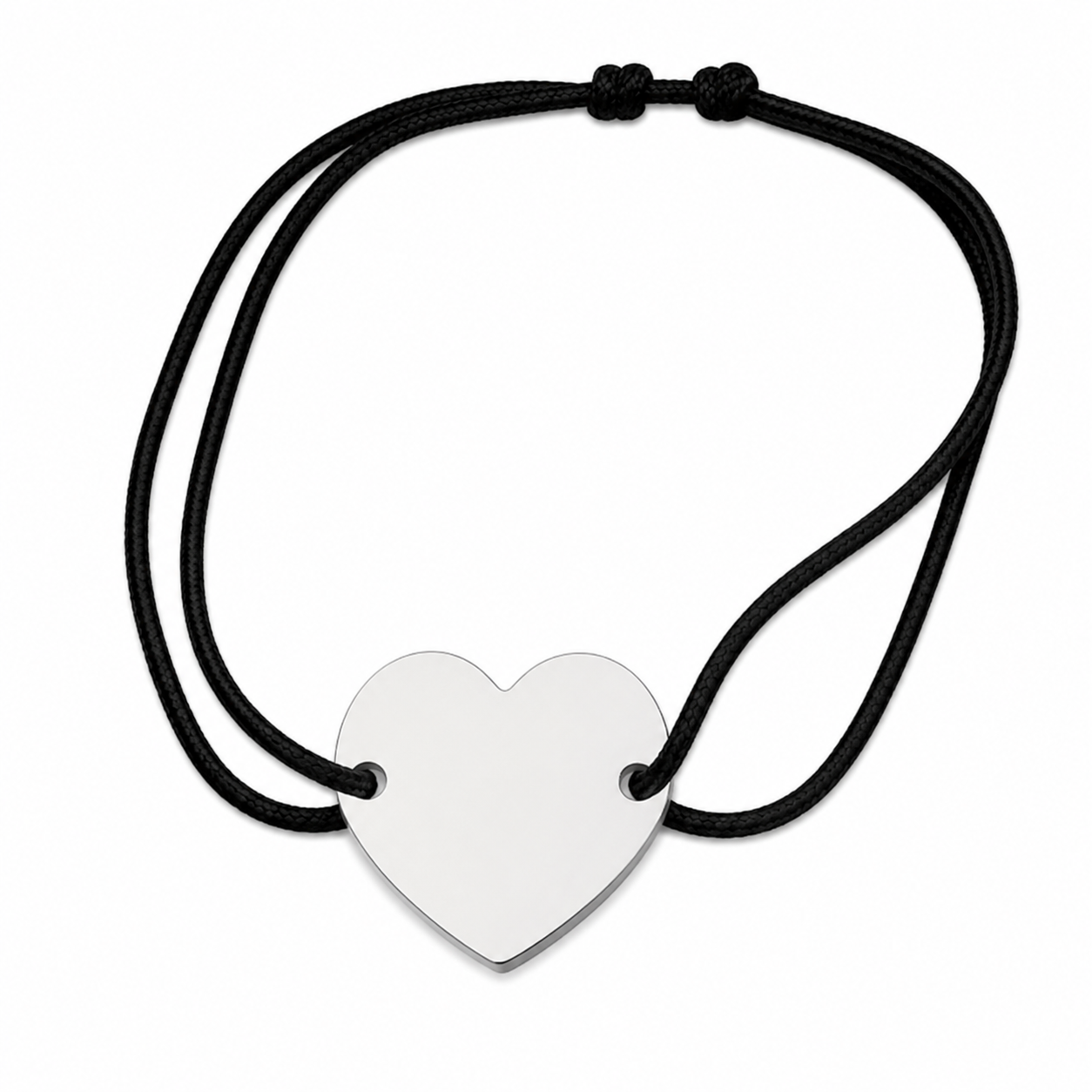Brățară Personalizată Pandantiv Inima Oțel Inoxidabil Silver / Gold / Rosé Gold – model șnur reglabil
