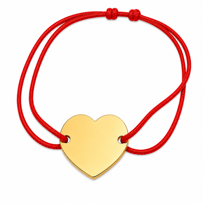 Brățară Personalizată Pandantiv Inima Oțel Inoxidabil Silver / Gold / Rosé Gold – model șnur reglabil
