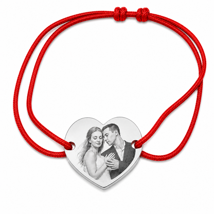 Brățară Personalizată Pandantiv Inima Oțel Inoxidabil Silver / Gold / Rosé Gold – model șnur reglabil