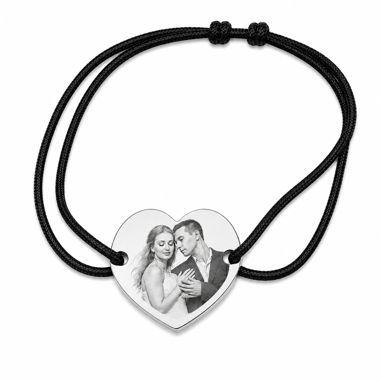 Brățară Personalizată Pandantiv Inima Oțel Inoxidabil Silver / Gold / Rosé Gold – model șnur reglabil