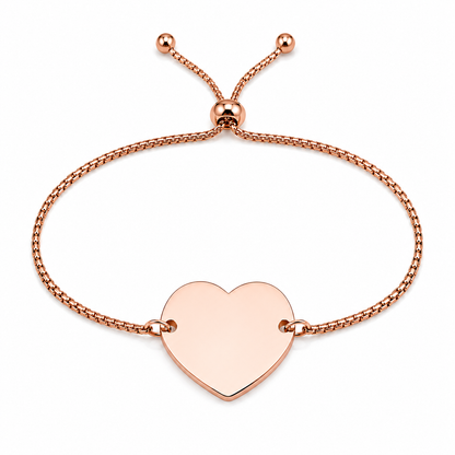 Brățară Personalizată Pandantiv Inima Oțel Inoxidabil Silver / Gold / Rosé Gold – model brățară inox reglabilă