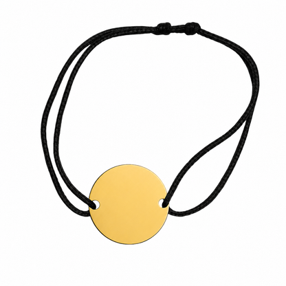 Brățară Personalizată Pandantiv Rotund Oțel Inoxidabil Silver / Gold / Rosé Gold – model șnur reglabil
