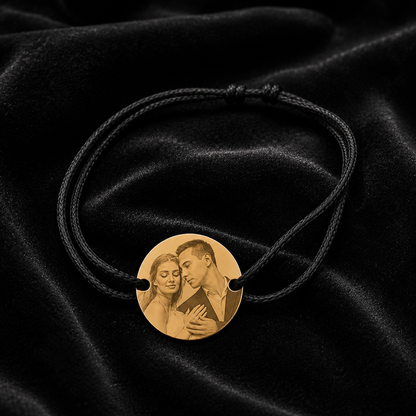 Brățară Personalizată Pandantiv Rotund Oțel Inoxidabil Silver / Gold / Rosé Gold – model șnur reglabil