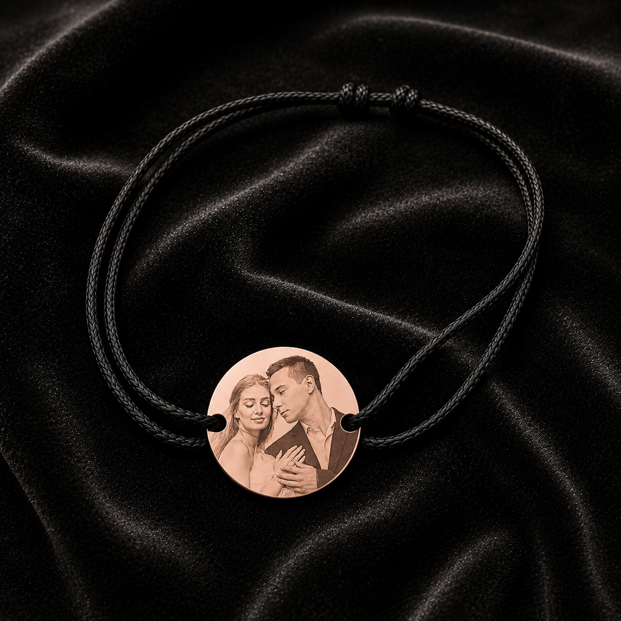 Brățară Personalizată Pandantiv Rotund Oțel Inoxidabil Silver / Gold / Rosé Gold – model șnur reglabil