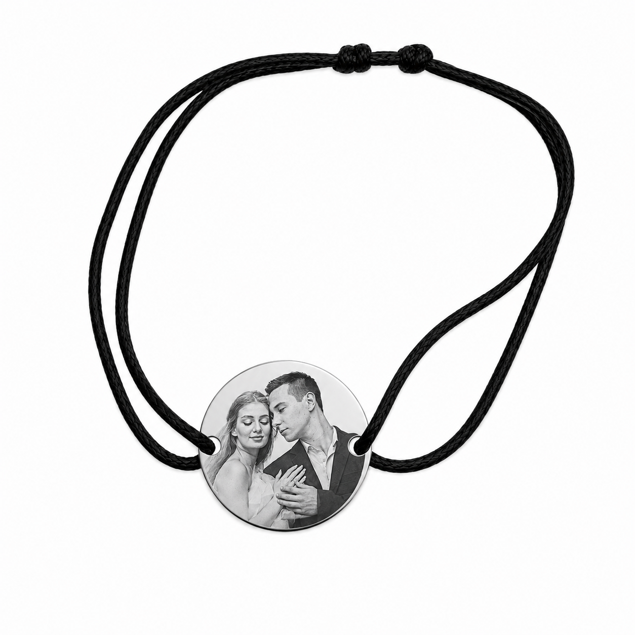 Brățară Personalizată Pandantiv Rotund Oțel Inoxidabil Silver / Gold / Rosé Gold – model șnur reglabil