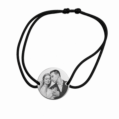Brățară Personalizată Pandantiv Rotund Oțel Inoxidabil Silver / Gold / Rosé Gold – model șnur reglabil