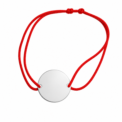 Brățară Personalizată Pandantiv Rotund Oțel Inoxidabil Silver / Gold / Rosé Gold – model șnur reglabil