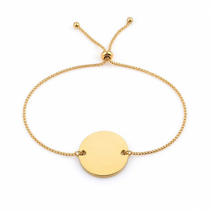 Brățară Personalizată Pandantiv Rotund Oțel Inoxidabil Silver / Gold / Rosé Gold – model brățară inox reglabilă